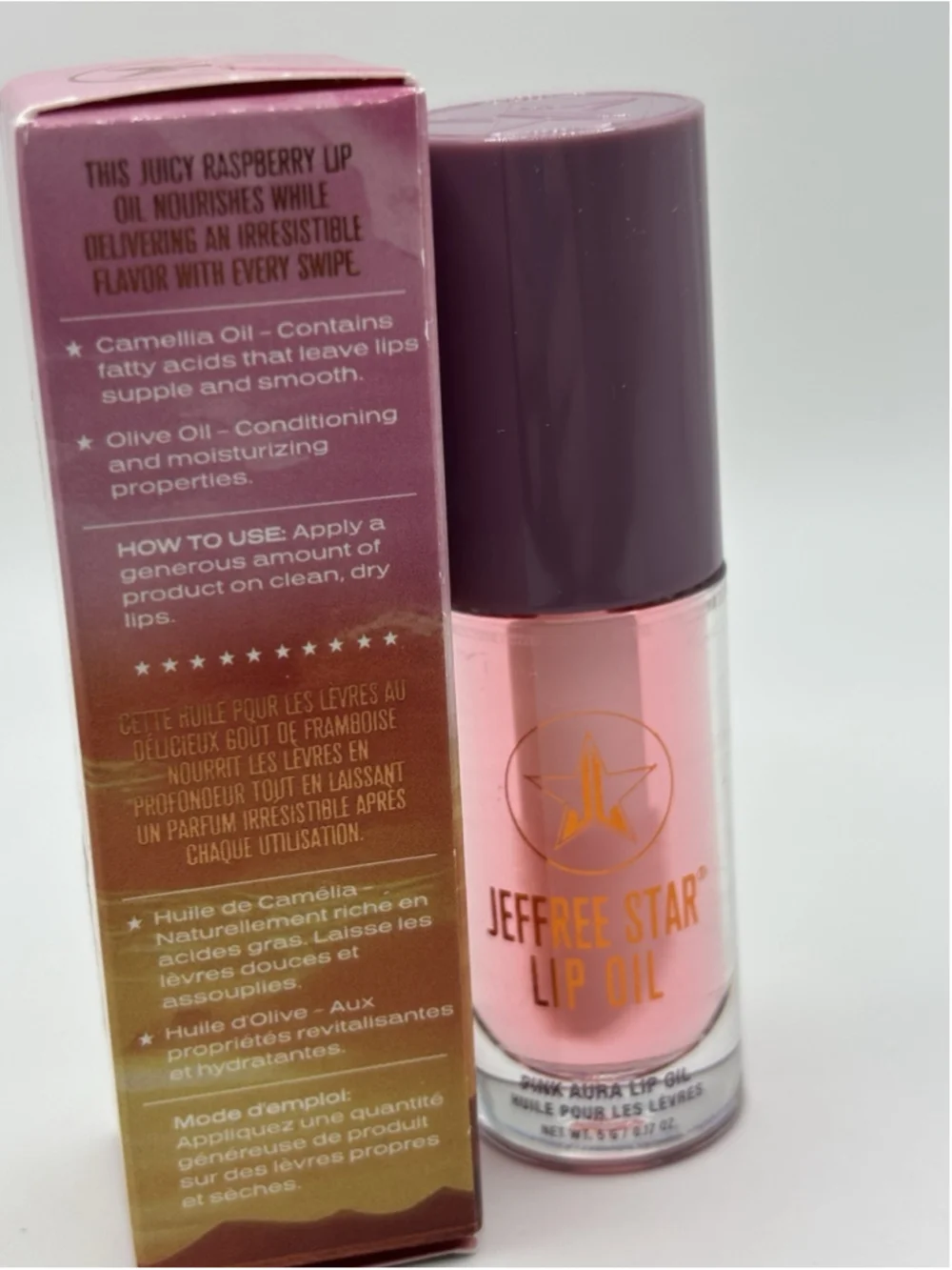 Jeffree Star Pink Aura Lip Oil 0.17 oz 5g Raspberry Flavored New in Box